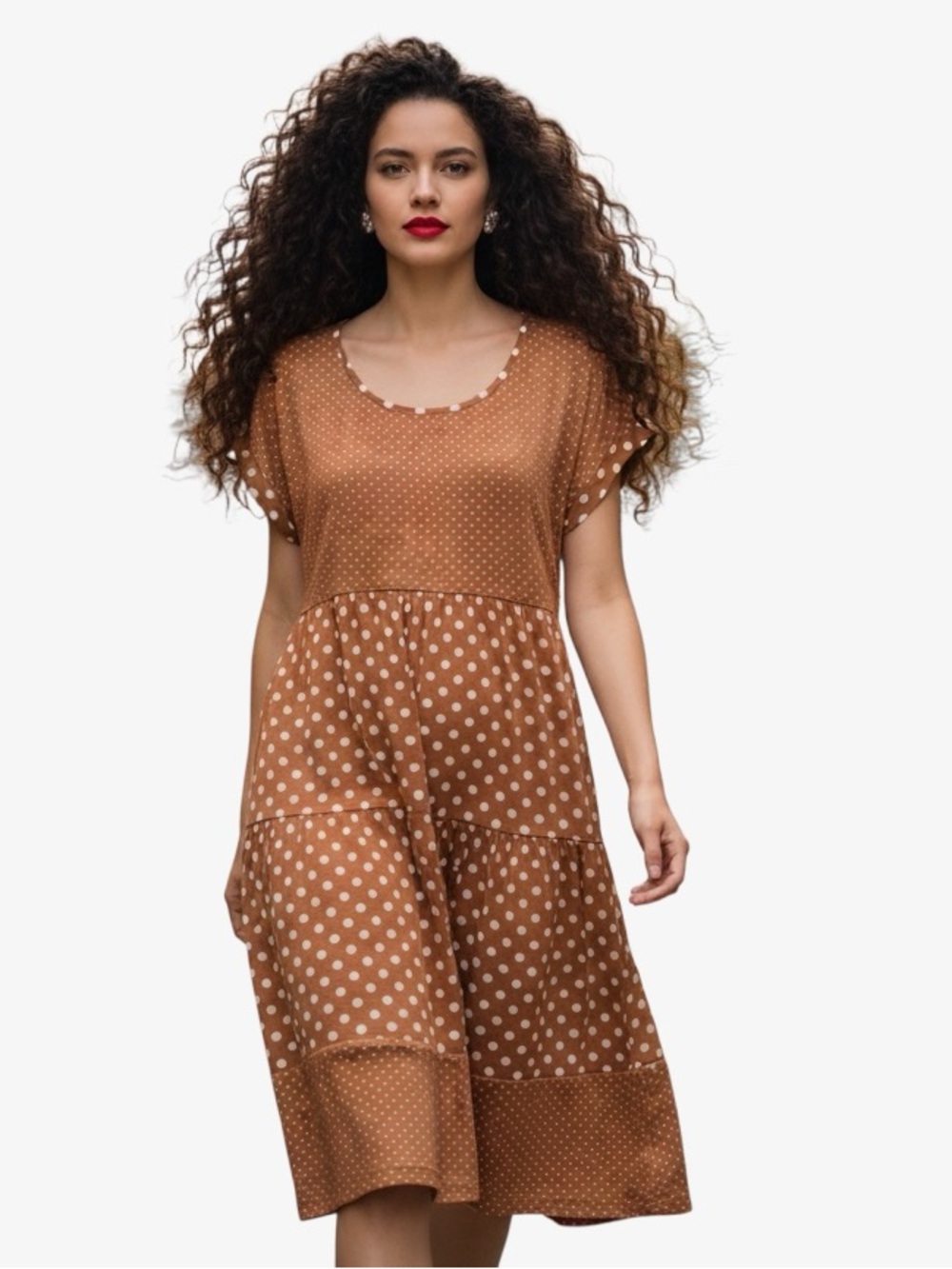 Suzanne Betro Polka Dot Empire Waist Midi Dress with Pockets - Size M